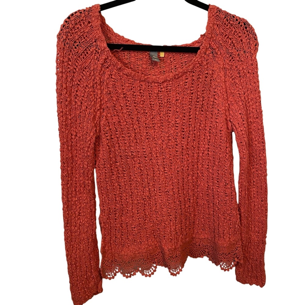 Anthropologie Knitted Knotted Women's Long Sleeve Pink Knitted Blouse Size‎ M